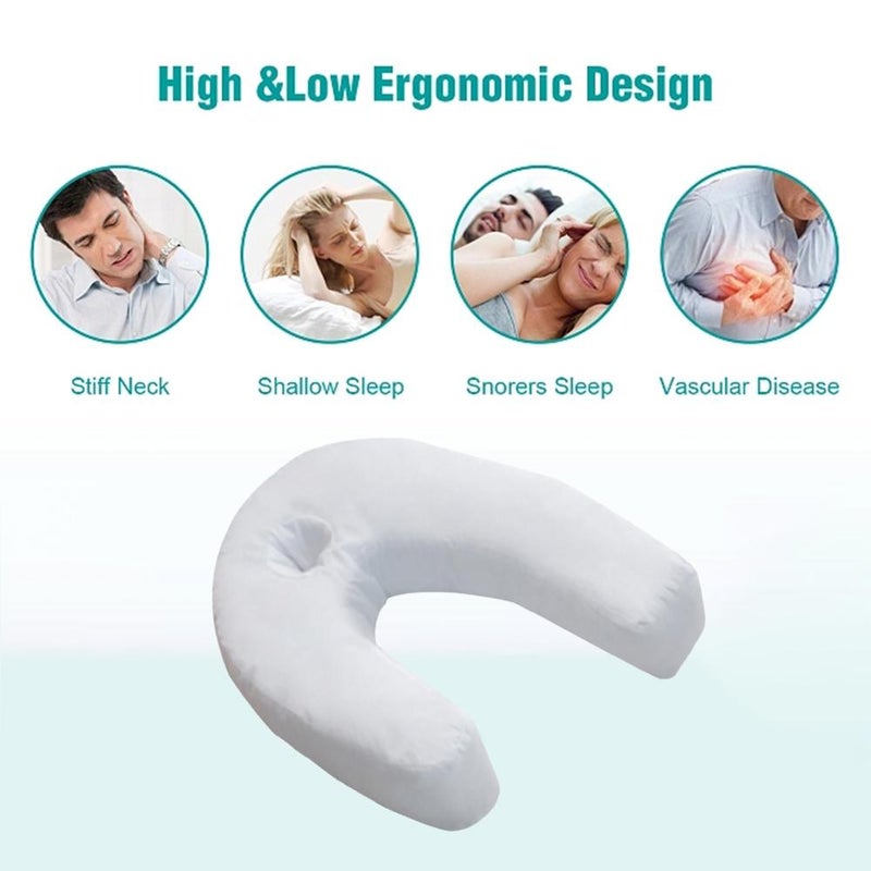U-Shaped Side Sleeping Pillows For Neck And Shoulder Pain, Air Beads Support Pillow with Removable Cooling Cover, Neck Shoulder Spine Alignment for Snoring Reduction & Better Sleep  ﻿ - Image 4